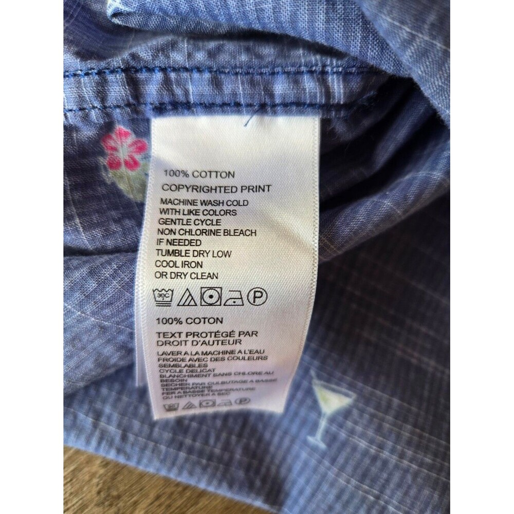 Tommy Bahama Martini Marlin Tropical Cotton Button Down Shirt Blue 🍸🏝️ - Picture 6 of 7
